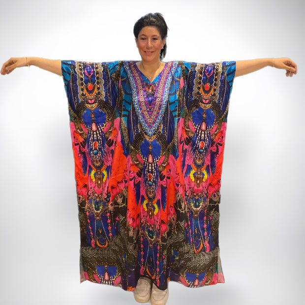 Maya Plus Size Silk Mix Embellished Kaftan AU 24-30