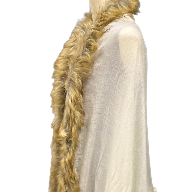 Ivory Faux Fur Cashmere Julian Wedding Scarf Shawl