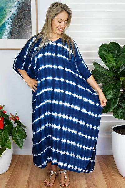 Blue Rayon Maya Kaftan Maxi 12-26