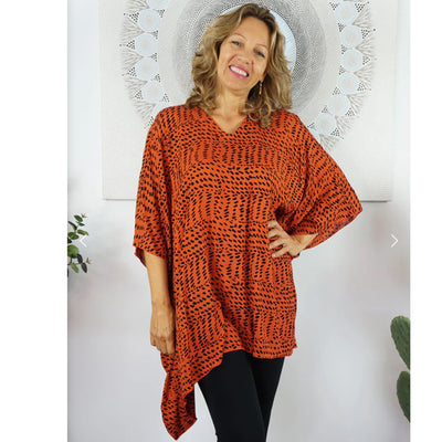 Rust Maya Top Tunic KaftanOSFA 14-26