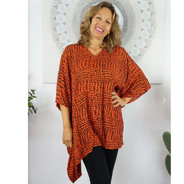 Rust Maya Top Tunic KaftanOSFA 14-26