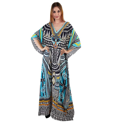 Chic Blue Maya Kaftan Dress for Summer AU 10-51