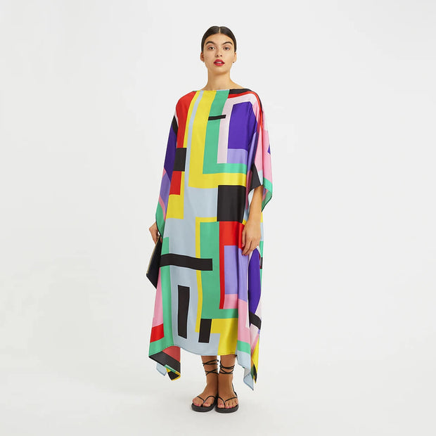 Mix Color Lillie MIDI Kaftan Dress