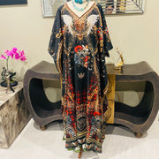 Plus Size Silk Mix Embellished Kaftan AU 24-30