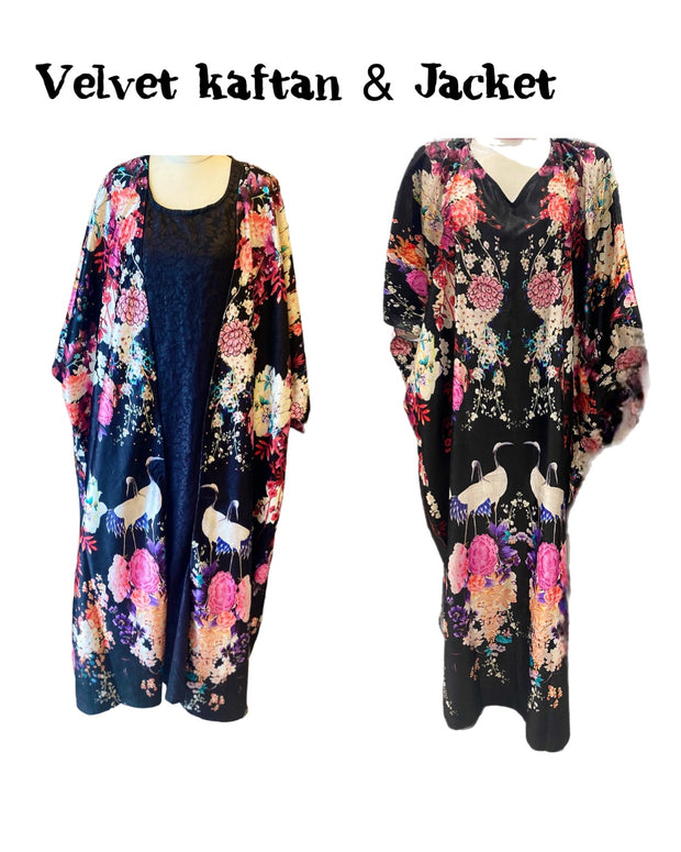 Maya Velvet Silk Mix Embellished Kaftan Jacket Set AU 24-30