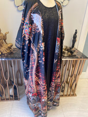 Maya Roses n Black Oversized Robe/ Jacket/ Coat