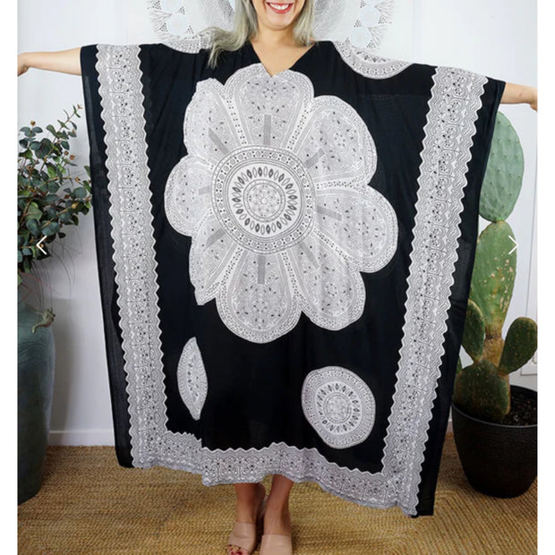 Black Maya Bling Long Kaftan OSFA AU 12-26