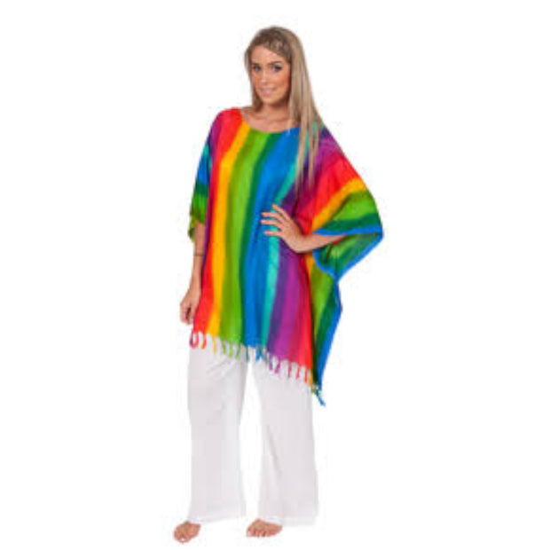 Rainbow Maya Tunic/Top With Tassels One Size Fits All 20 to 26