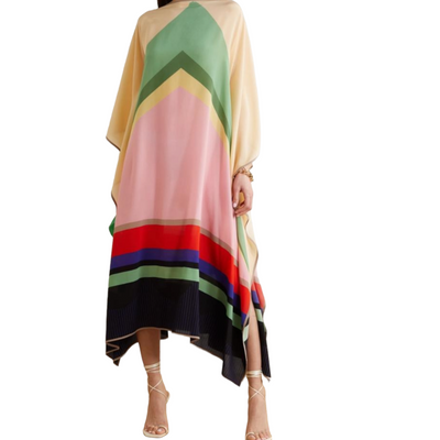 Pink Rose  Silk Crepe Kaftan Dress