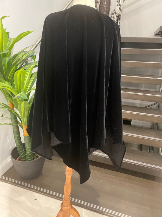 Black Free Size Maya Velvet Silk Luxe Poncho