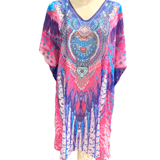 Pink Kyra embellished sheer Blouse Tunic Top O/S AU 10-18