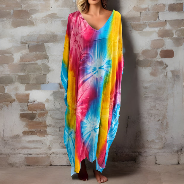 Tie dye Swirl Rainbow Maya Rayon Kaftan 12-26