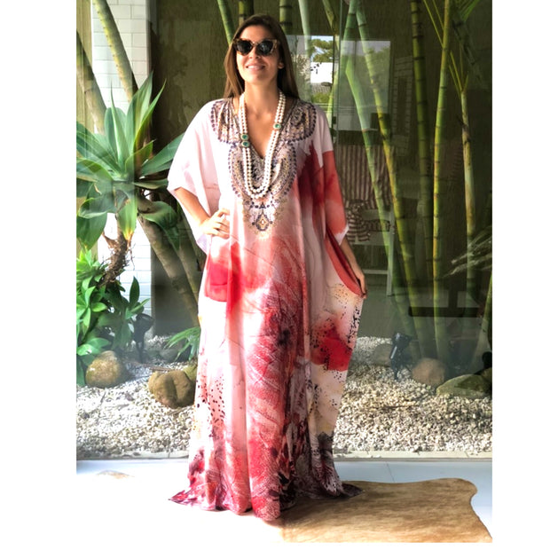 Peach love Coco Bella Silk Blend kaftan Maxi