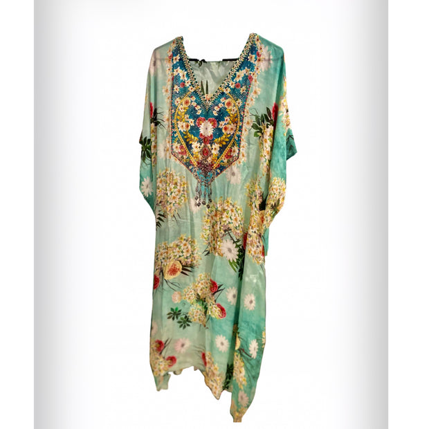 Green Coco Bella Viscose Silk Maxi kaftan 14-20