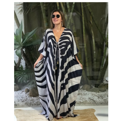 Black n white Coco Bella kaftan Resort Wear