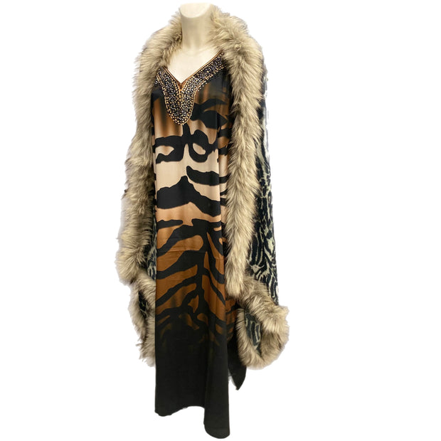 100% Cashmere Julian faux fur shawl wrap