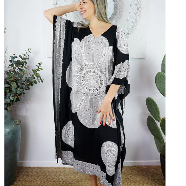 Black Maya Bling Long Kaftan OSFA AU 12-26