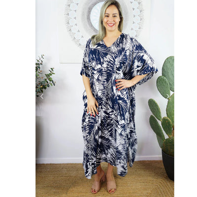 Blue Maya Rayon Kaftan |   Maya Long Kaftan | Mk Lane