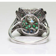 Emerald Gem Stone Art Ring, Size 7,8,9-