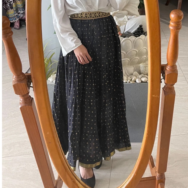 Kyra Cotton Skirt with gold belt