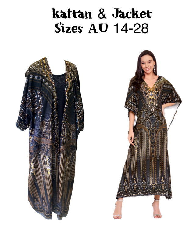 Maya Silk Mix Embellished Kaftan Jacket Set AU 22-26