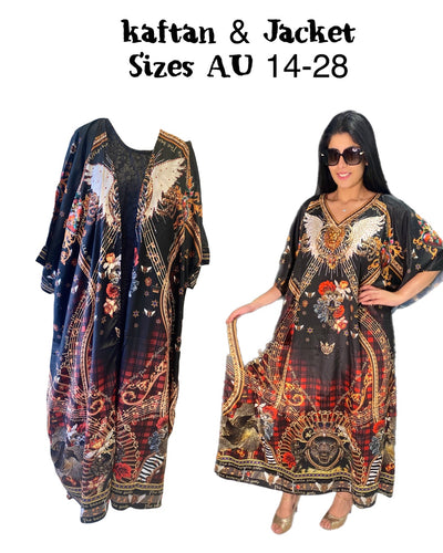 Maya Silk Mix Embellished Kaftan Jacket Set AU 24-30