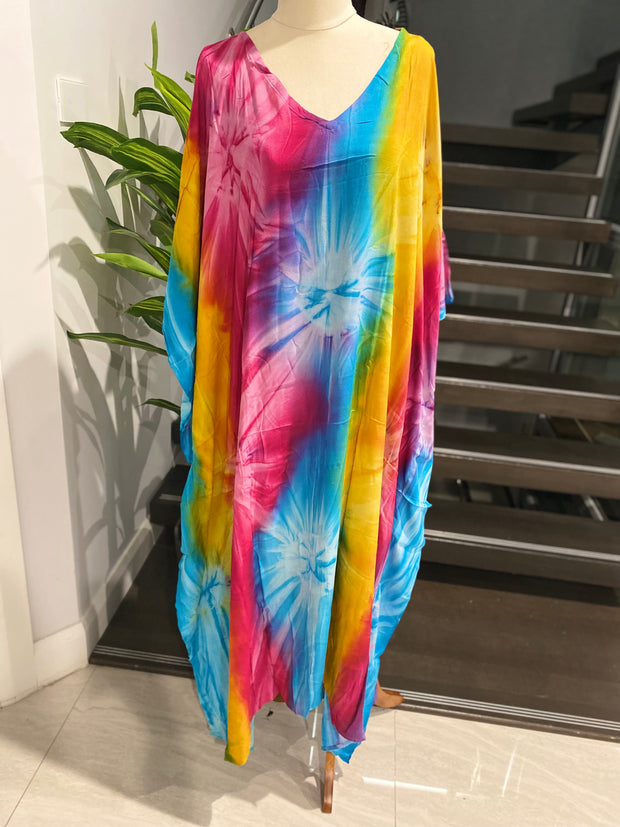Tie dye Swirl Rainbow Maya Rayon Kaftan 12-26