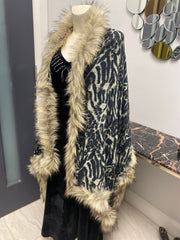 100% Cashmere Julian faux fur shawl wrap